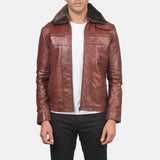 Stylish quilted brown leather jacket with zipper details, perfect for a cool and edgy look.