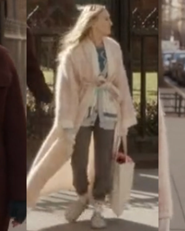 And Just Like That S02 Carrie Bradshaw Pink Plaid Robe Coat