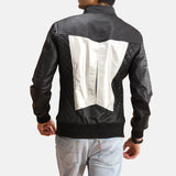 Elevate your look with this stylish black and silver leather jacket.