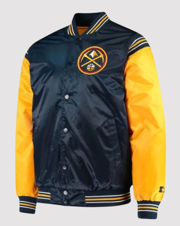 Starter Denver Nuggets Blue and Yellow Varsity Jacket