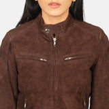 Complete your look with this trendy suede jacket for women's in brown, the perfect blend of fashion and comfort.