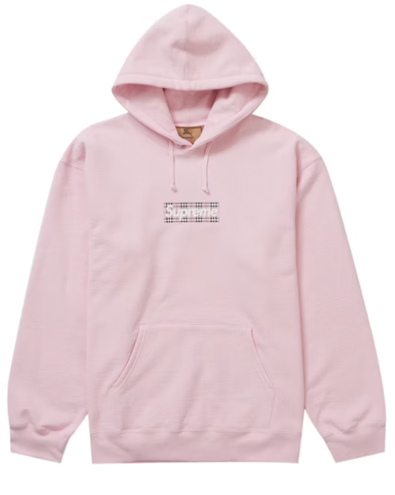 Supreme Burberry Box Logo Hooded Sweatshirt Light Pink