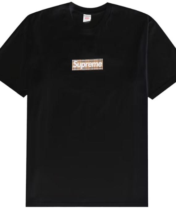 Supreme Burberry Box Logo Tee Black