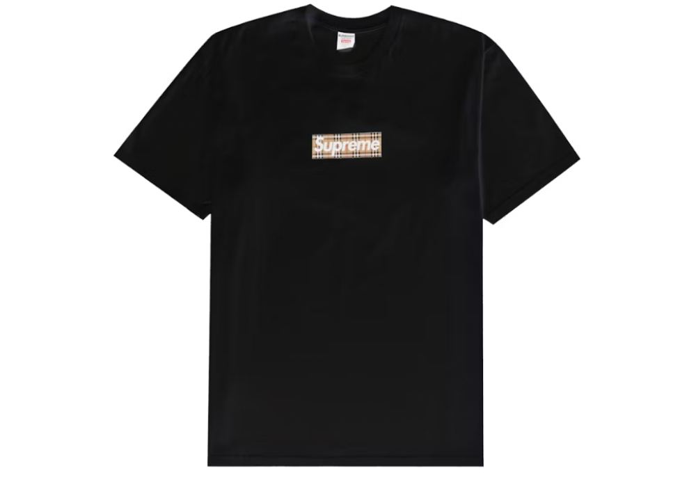 Supreme Burberry Box Logo Tee Black