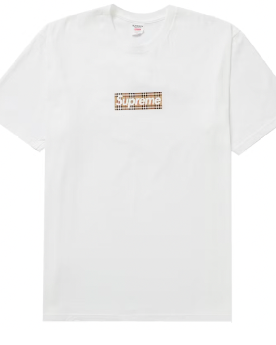 Supreme Burberry Box Logo Tee White