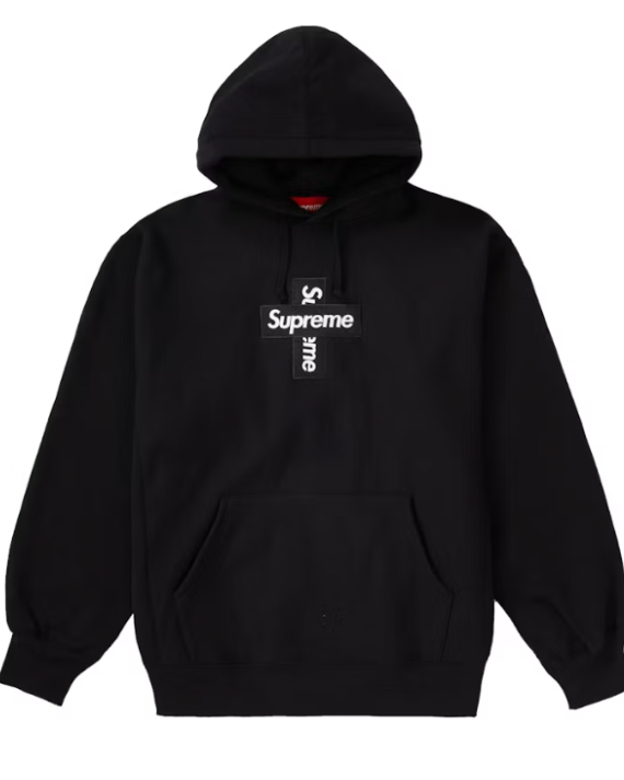 Supreme Cross Box Logo Hooded Sweatshirt Black