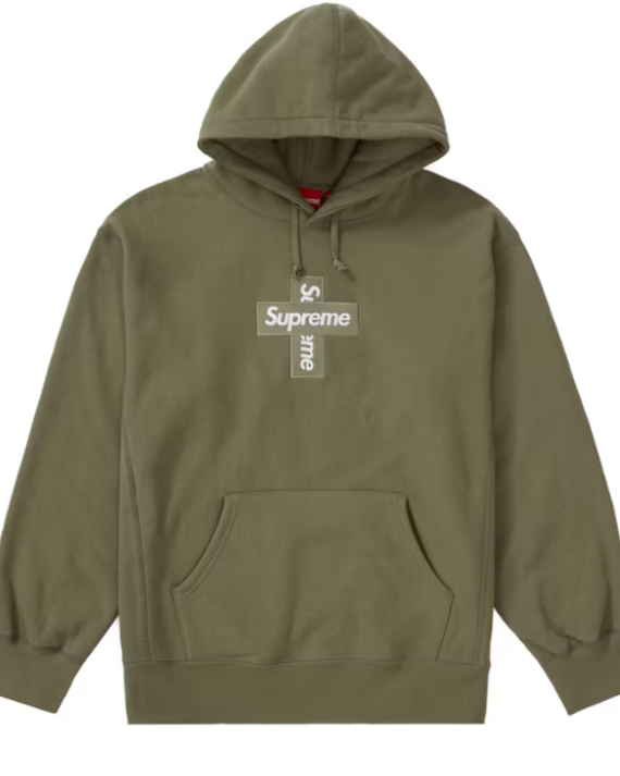 Supreme Cross Box Logo Hooded Sweatshirt Light Olive Light Olive