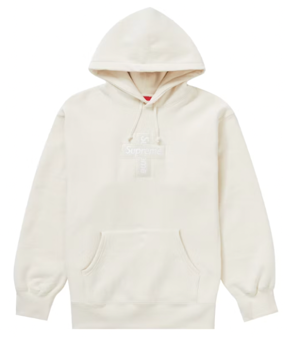 Supreme Cross Box Logo Hooded Sweatshirt Natural