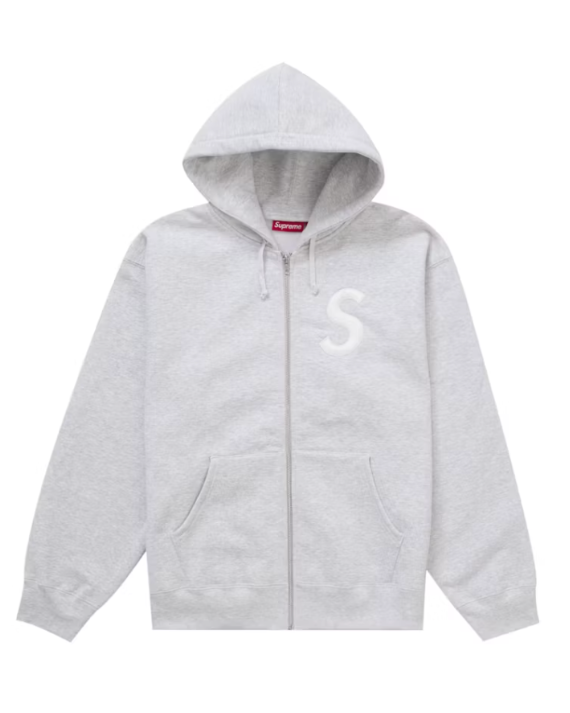 Supreme S Logo Zip Up Hooded Sweatshirt (FW24) Ash Grey