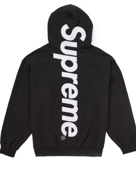 Supreme Satin Applique Hooded Sweatshirt FW24 Black