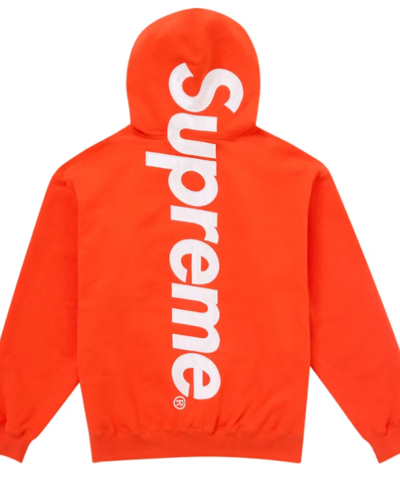 Supreme Satin Applique Hooded Sweatshirt FW24 Bright Orange