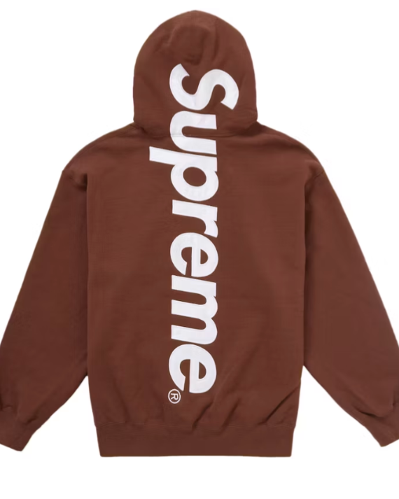 Supreme Satin Applique Hooded Sweatshirt FW24 Brown