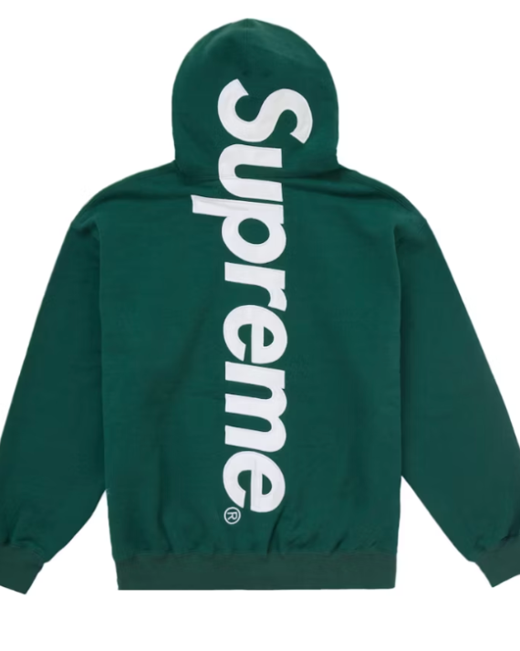 Supreme Satin Applique Hooded Sweatshirt FW24 Dark Green