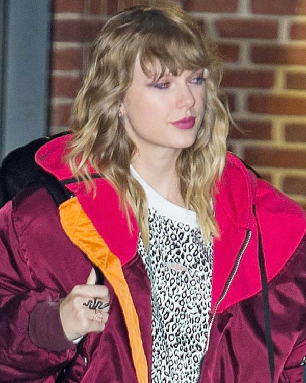 Taylor Swift Burgundy Bomber Jacket