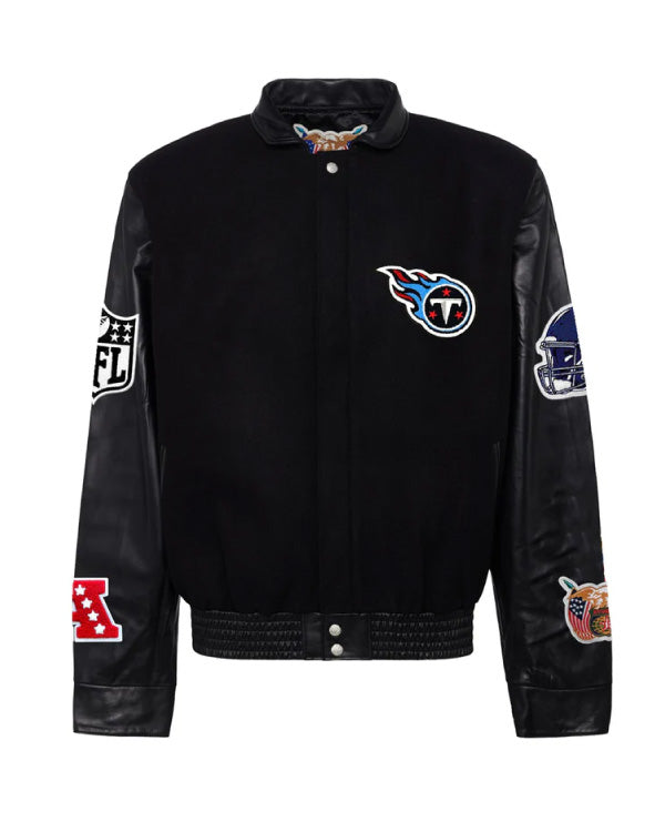 Tennessee Titans Black/black Wool & Leather Varsity Jacket