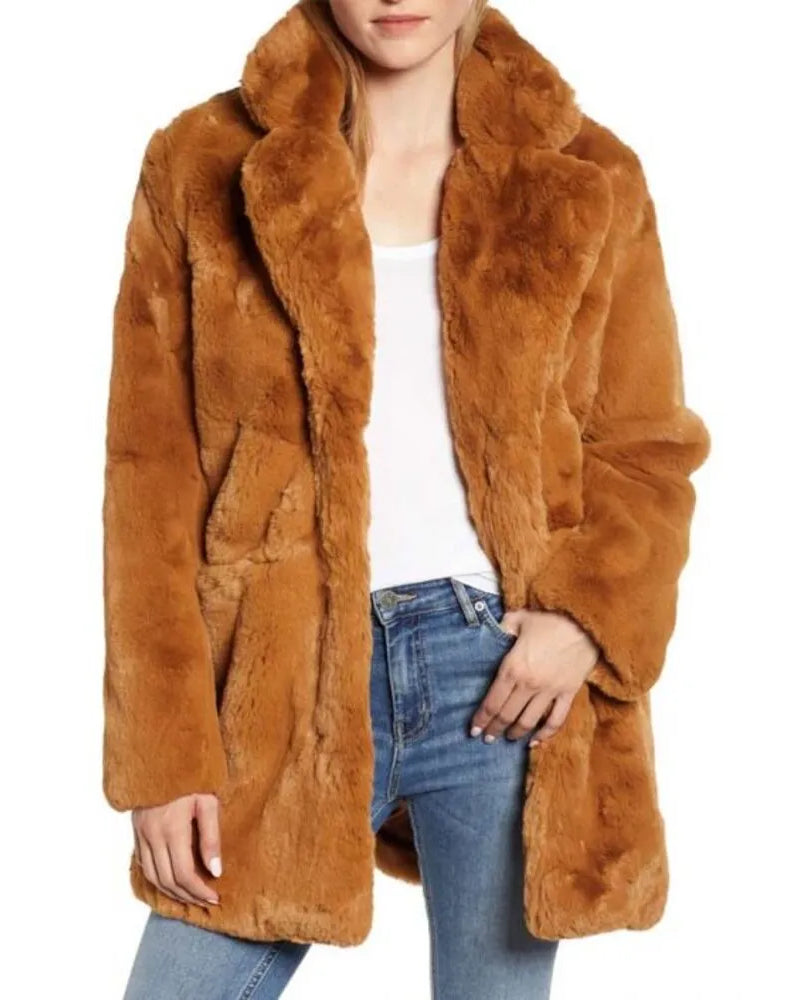 Liza Lapira The Equalizer Brown Faux Fur Coat