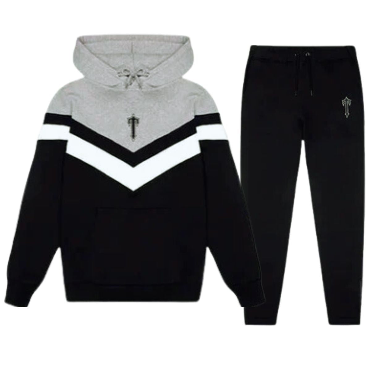 Trapstar V Stripe Hoodie Tracksuits Grey / White / Black