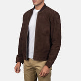Stylish suede bomber vintage brown leather jacket, a timeless addition to your wardrobe.