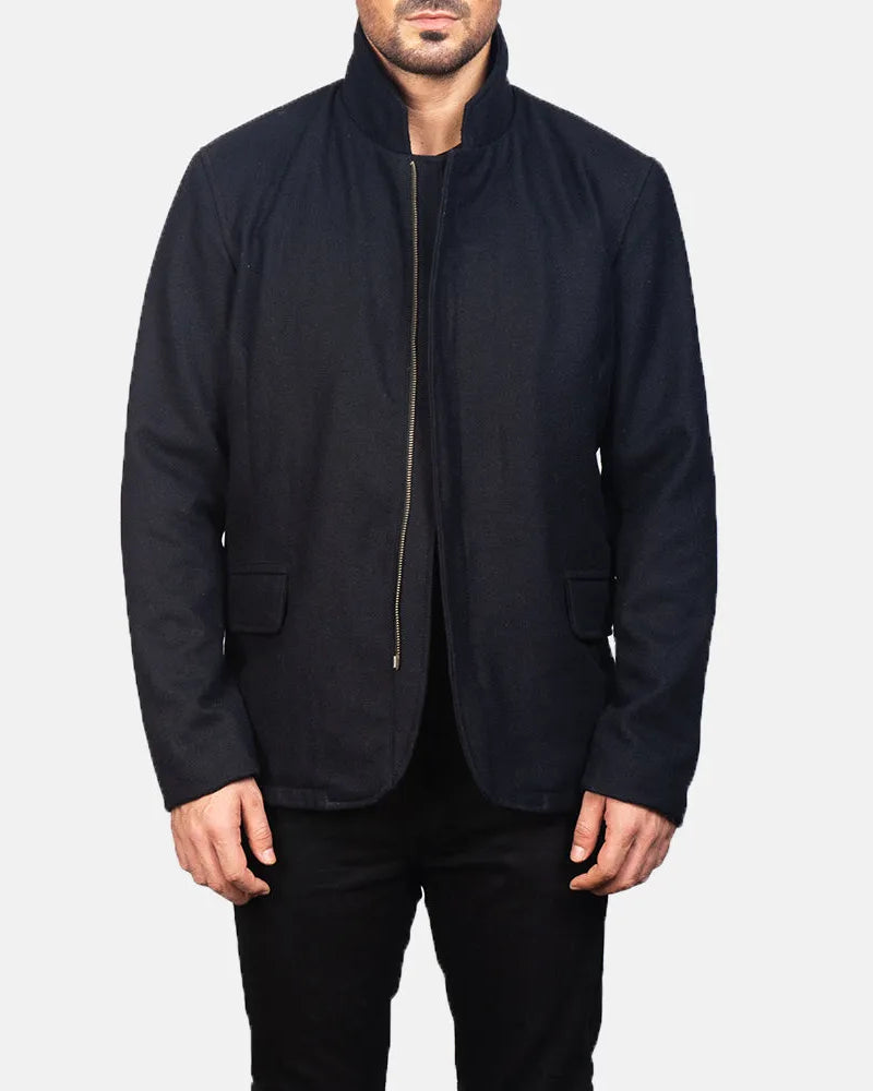 A stylish man in a vintage leather jacket black and black pants.