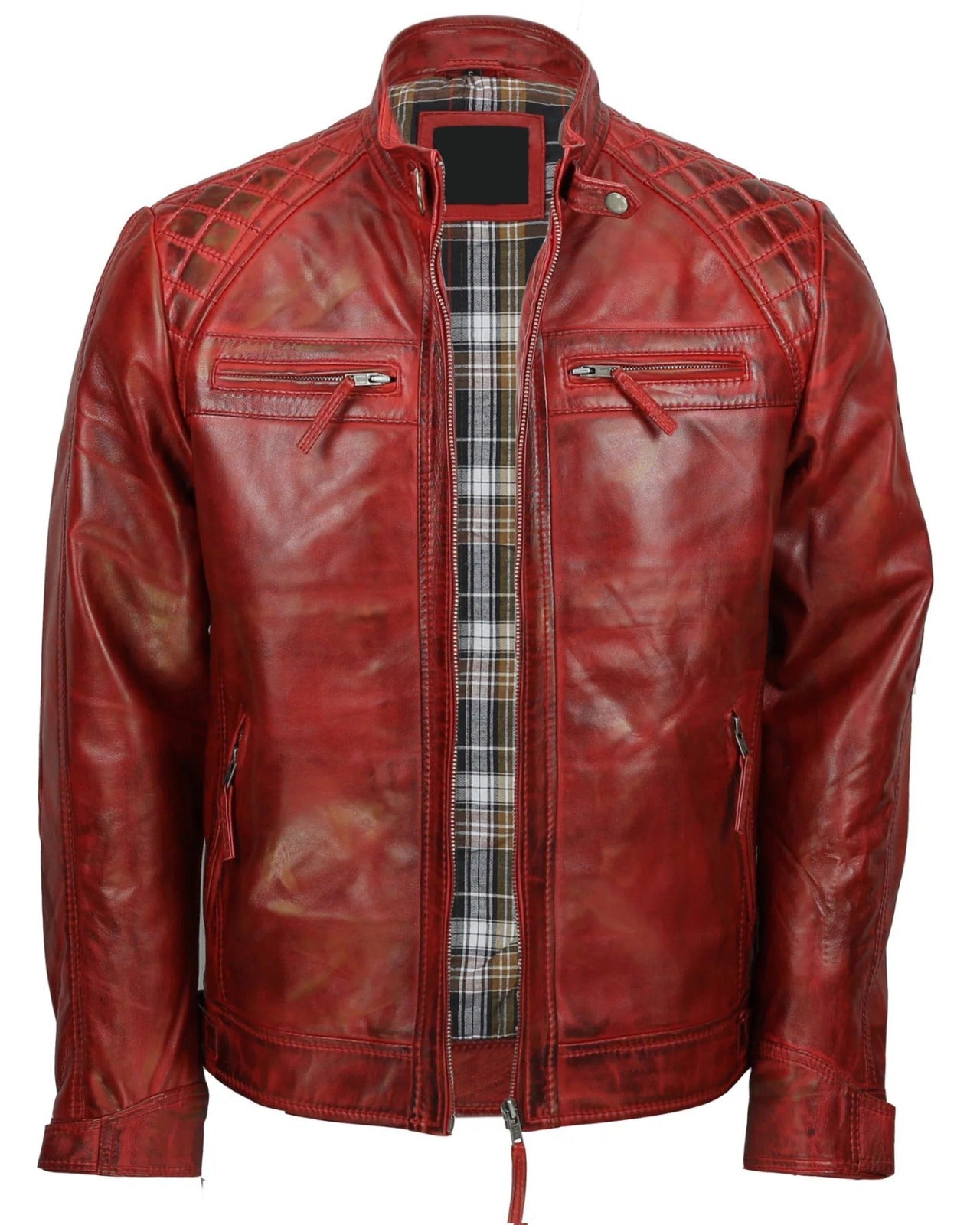 RED VINTAGE BIKER LEATHER JACKET