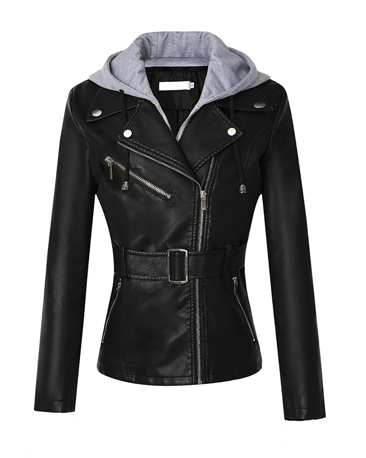 Women’s Slim Hooded Real Leather Jacket