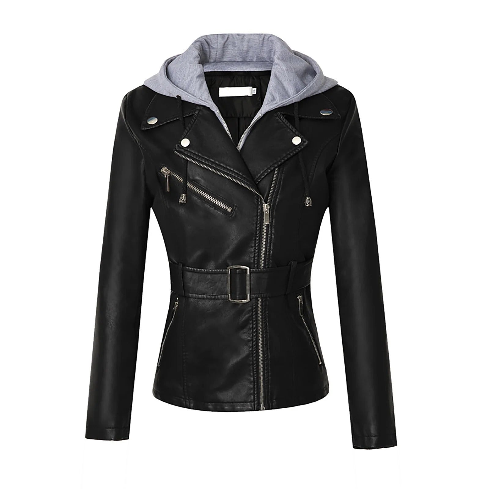 Women’s Slim Hooded Real Leather Jacket