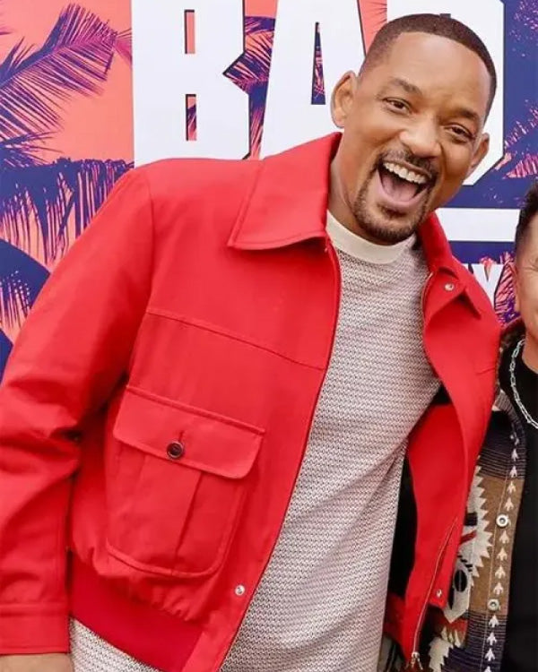 Will Smith Bad Boys Ride Or Die Red Bomber Jacket