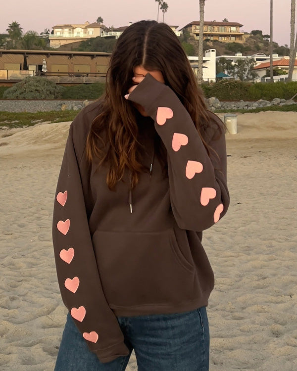 Women Gray Heart Hoodie