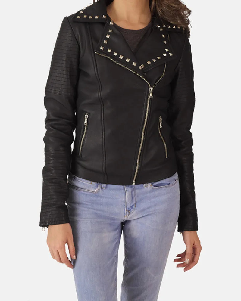 Women Black Leather Jacket - Sheepskin Aniline Leather