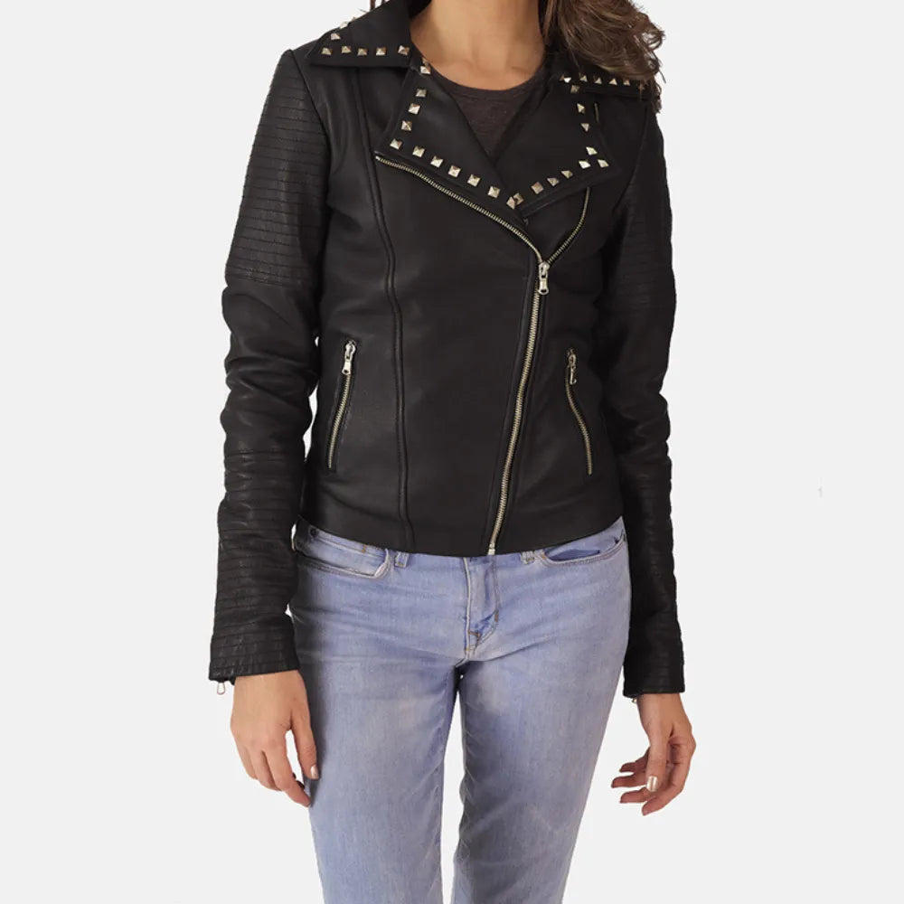 Women Black Leather Jacket - Sheepskin Aniline Leather