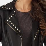 Women Black Leather Jacket - Sheepskin Aniline Leather