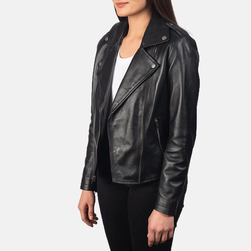 This chic black women leather jacket with trendy front zippers will elevate your style. A must-have for fashion-conscious women!