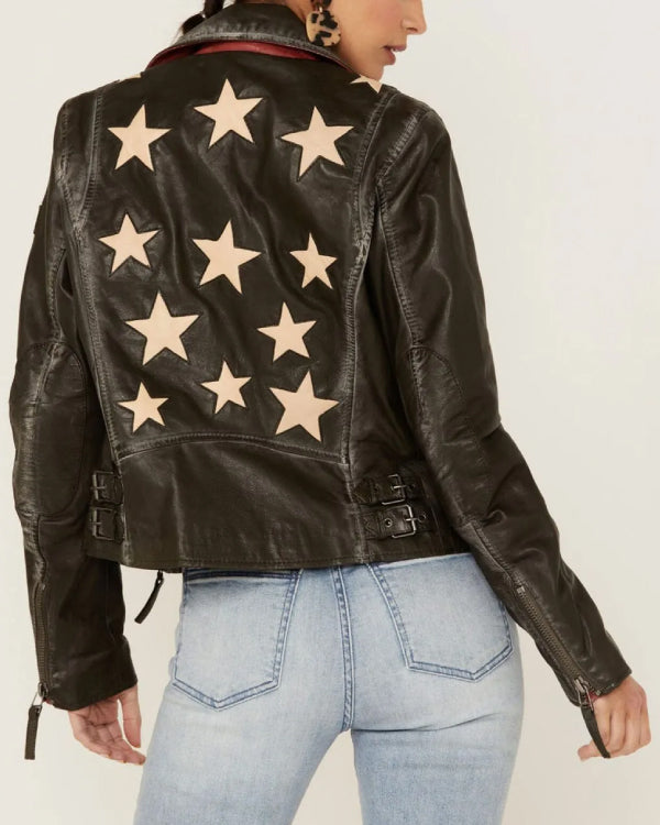 Women’s Christy Scatter Star Leather Jacket