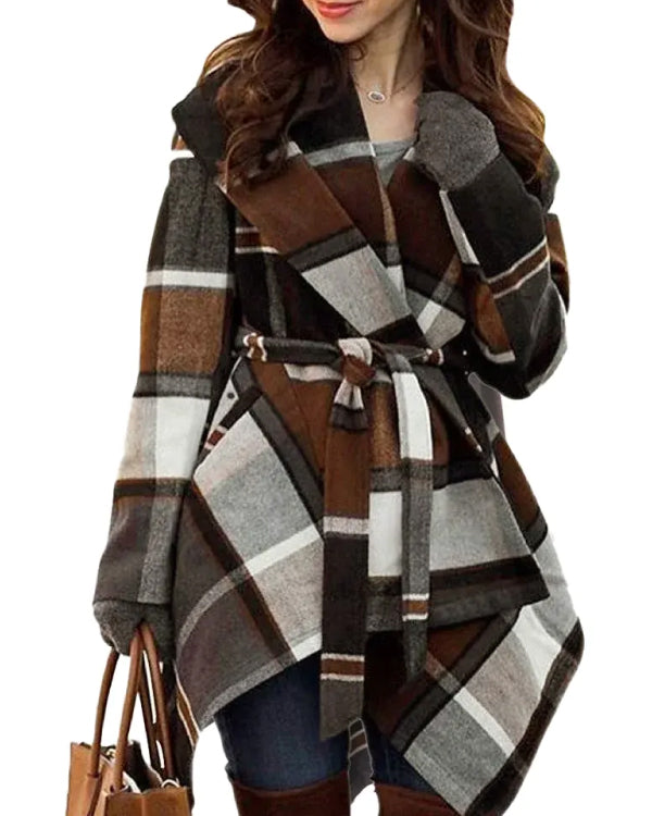 Women’s Wool Brown Belted Pea Coat