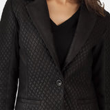Stylish women's leather blazer in classic black color, perfect for any occasion.