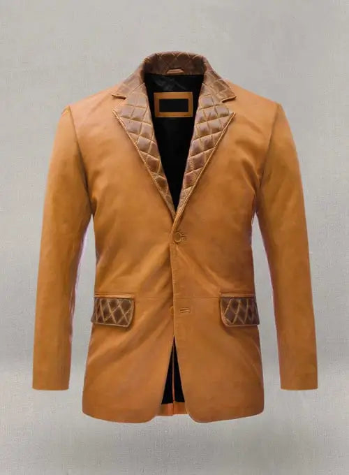 Premium Mustard Leather Blazer