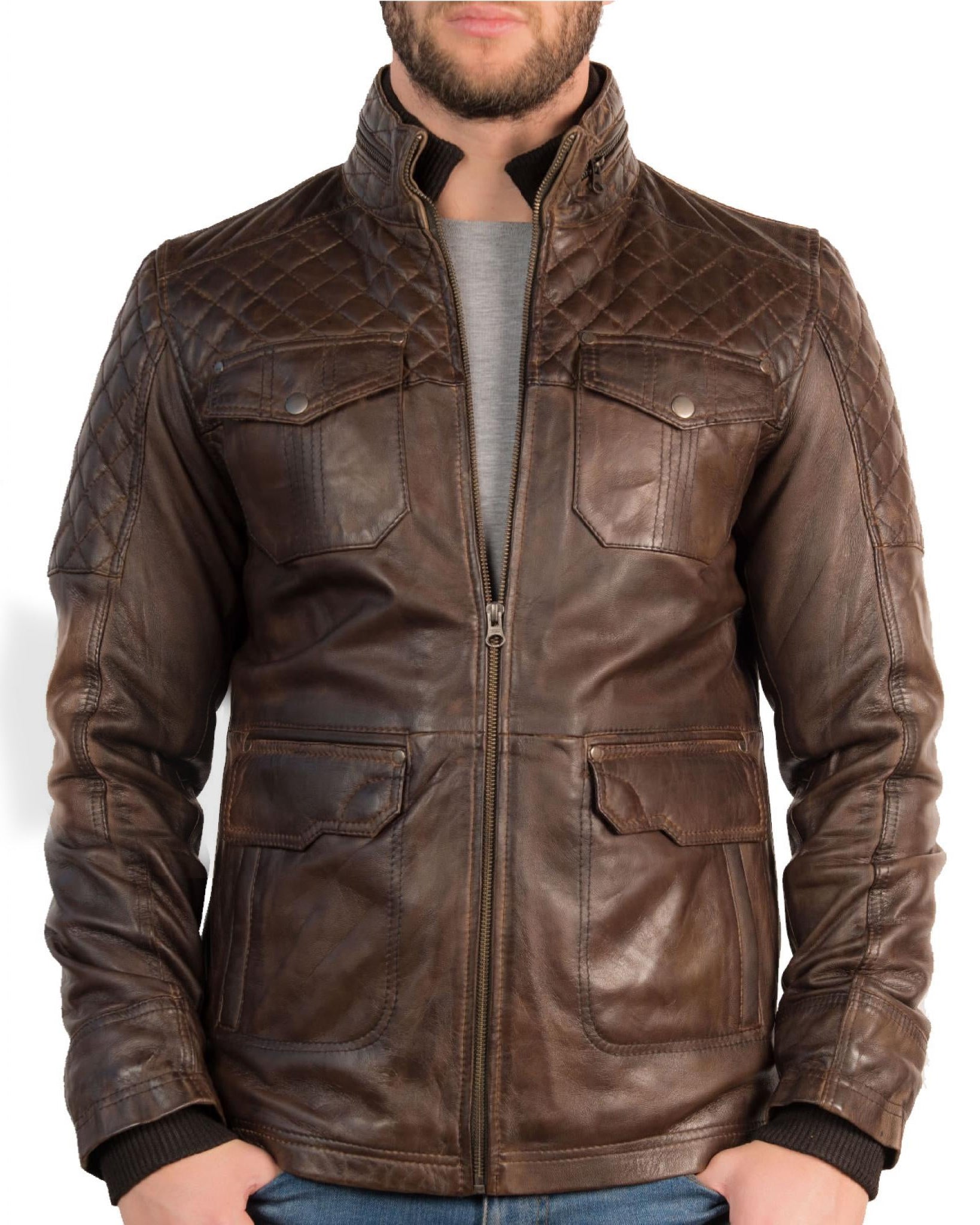 Mens Vintage Racing Leather Jacket