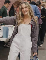 And Just Like That Carrie Bradshaw White Denim Overalls