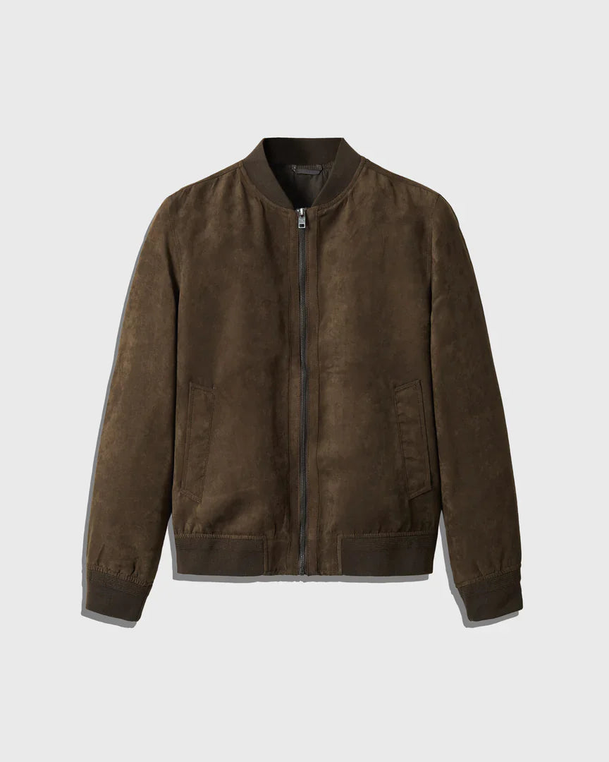 The Elegant Suede Bomber - Men's Leather Jacket