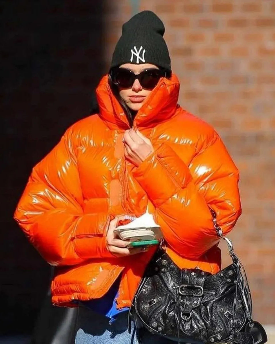 Street Wear Dua Lipa Down Orange Jacket