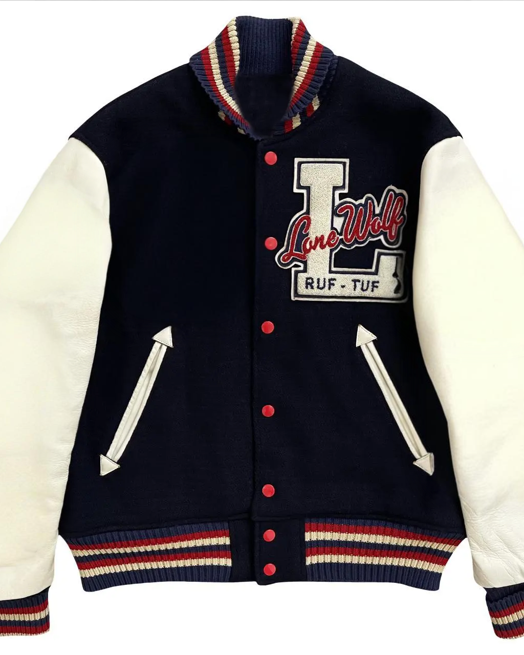 Men's Navy and White Jacket | Unisex Varsity Jacket