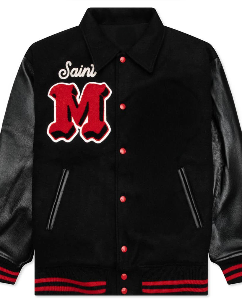 SAINT MICHAEL DEVIL VARSITY JACKET - BLACK