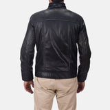 Unleash your inner fashion icon with this incredible black leather jacket with shirt collar designed exclusively for men.