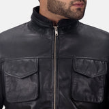 Unleash your inner fashion icon with this incredible black leather jacket with shirt collar designed exclusively for men.