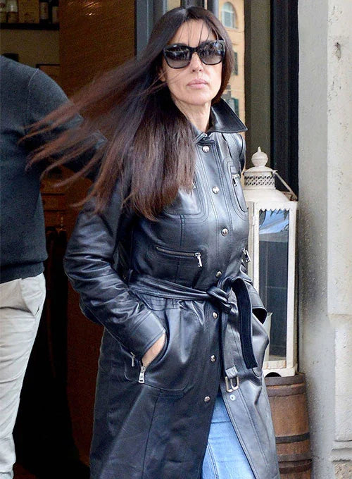 MONICA BELLUCCI LEATHER TRENCH COAT