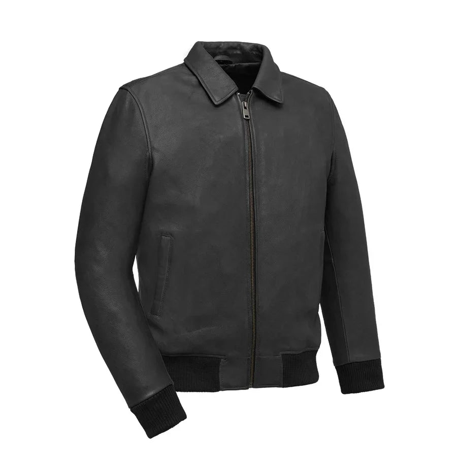 Elegant Moto Bomber - Men's Leather Jacket