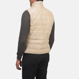 A stylish and sleek leather vest, sporting an Off-White Leather Jacket Men's.