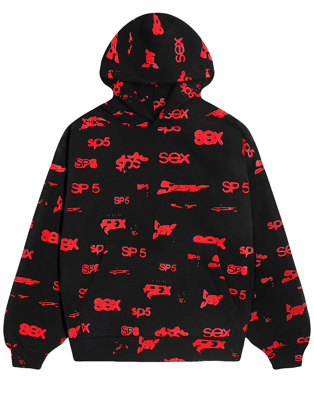 Sp5der Worldwide SEX AOP Sweatshirt Black Red