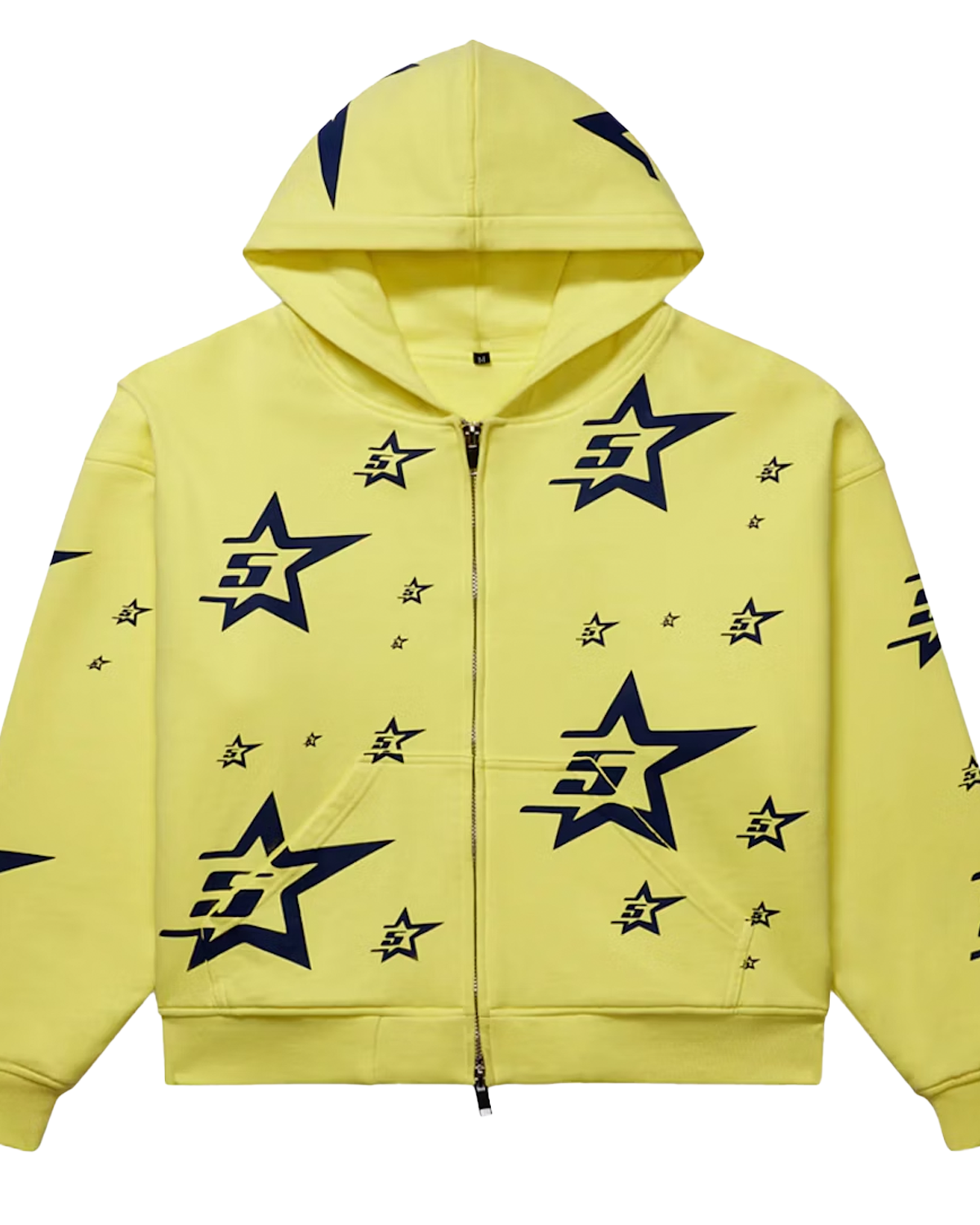 Sp5der Worldwide Star AOP Double Layered Zip Up Sweatshirt Yellow